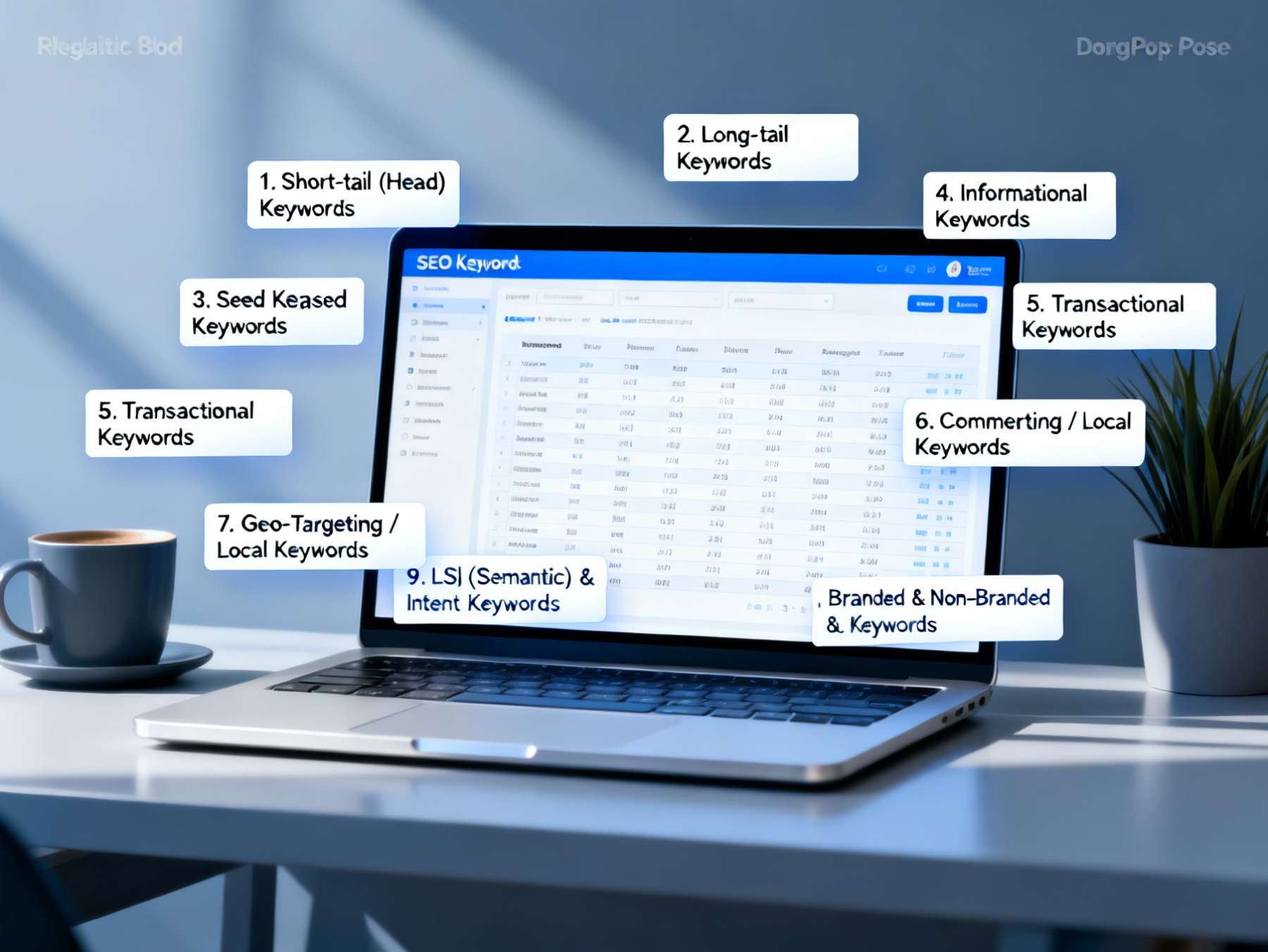 What are the 9 types of keywords in SEO?